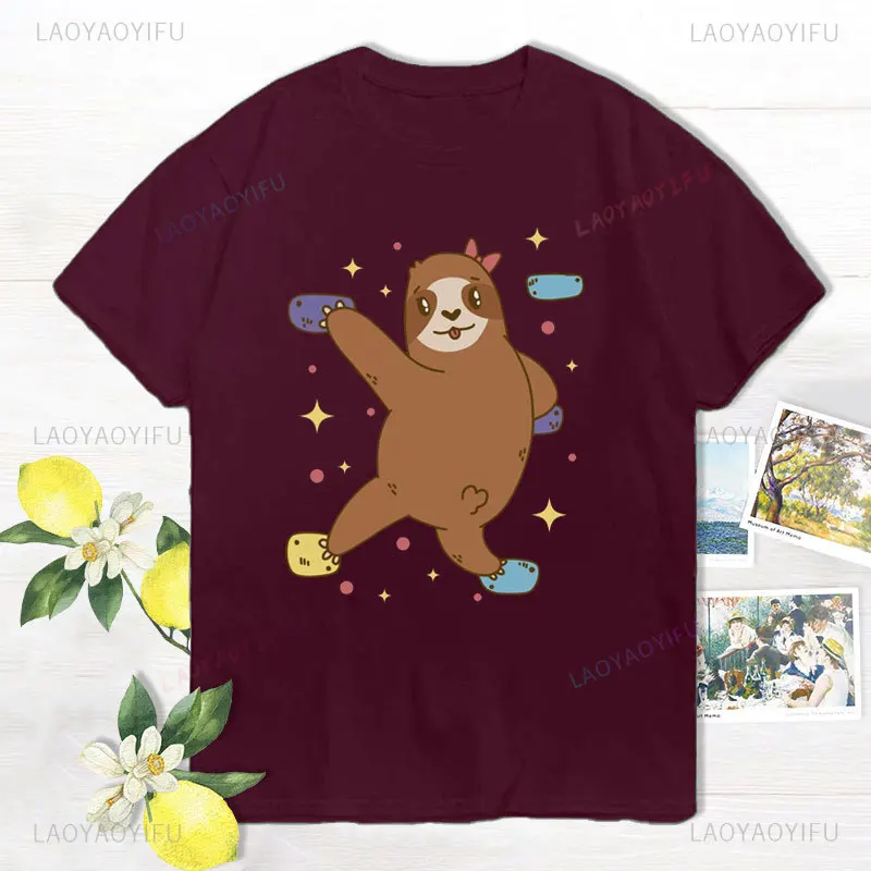 Rock Climbing bradipo Climber stampa T-shirt Fun bradipo arrampicata su roccia magliette in cotone sport all'aria aperta abbigliamento Casual T-shirt Unisex