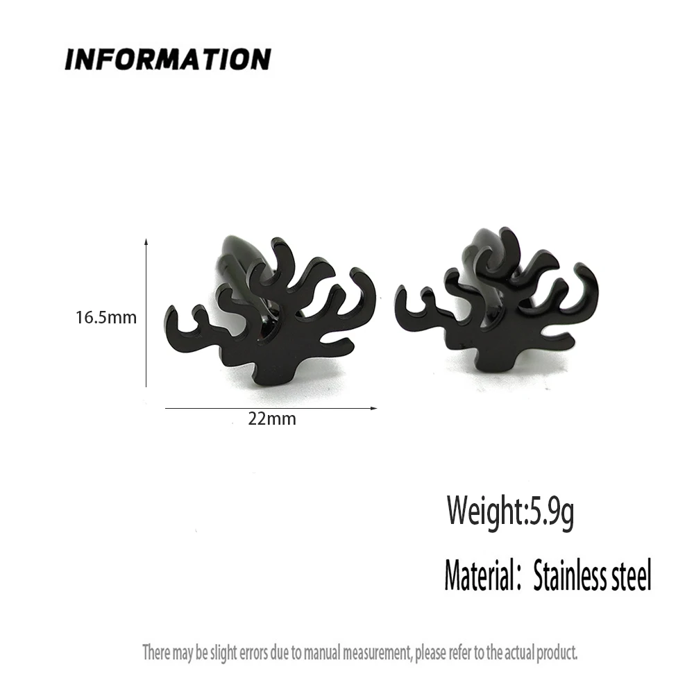 1 Pair Trendy Plant Series Seaweed Waterweed Cufflinks High Stainless Steel Material Men's Jewelry Accessories