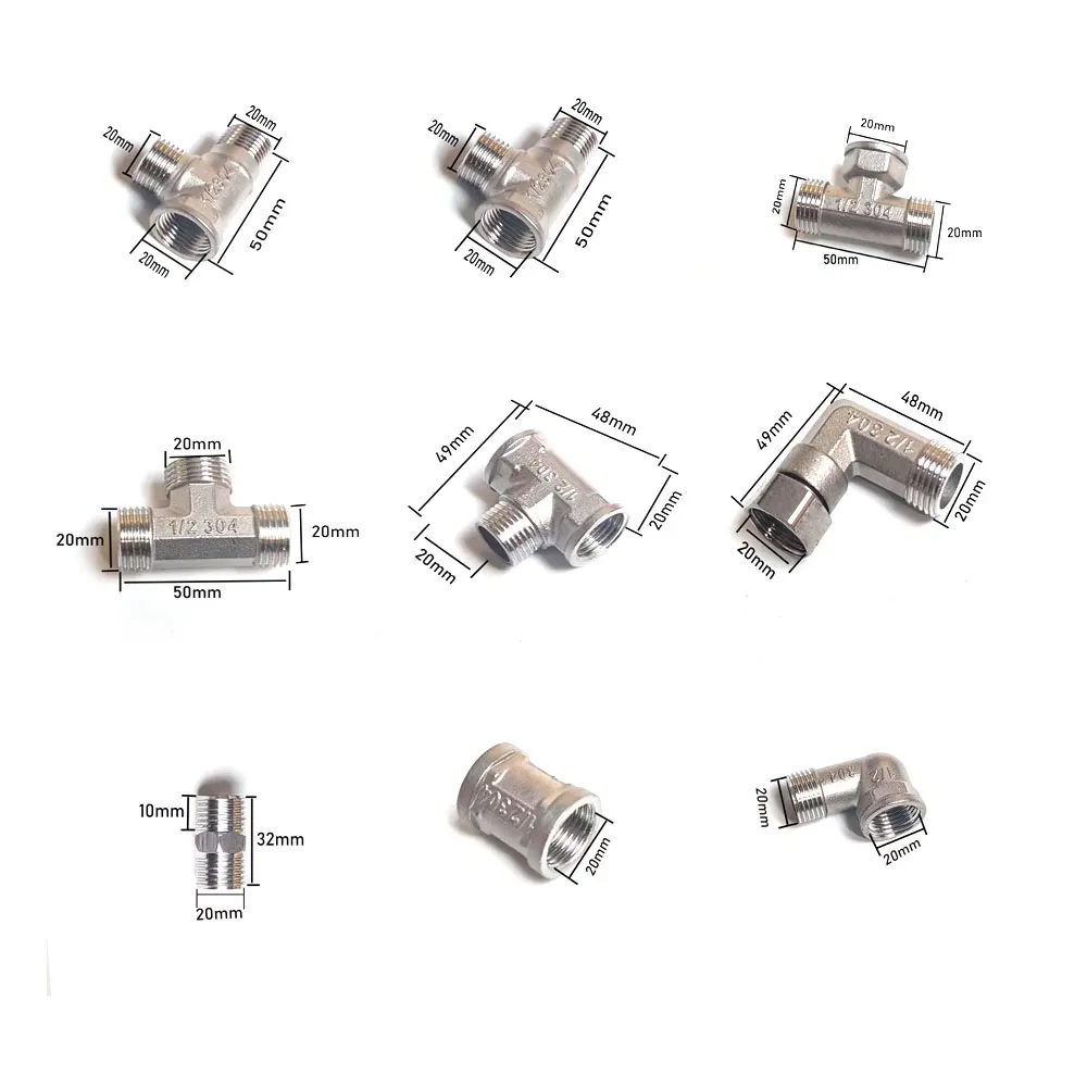 1/2" 3/4" BSP Female Male Thread Tee Type Reducing Stainless Steel Elbow Butt Joint Adapter Adapter Coupler Plumbing Fittings