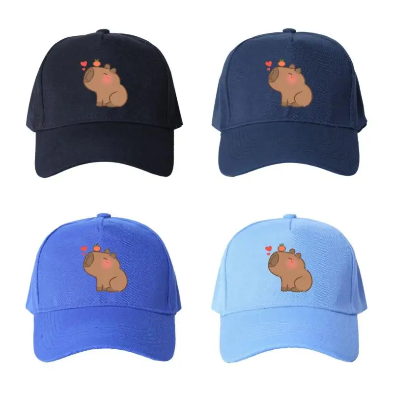 Regulowana czapka z daszkiem chroniąca przed słońcem, unisex, z uroczym nadrukiem kapibary, bawełniane czapki w stylu vintage do podróży na świeżym powietrzu