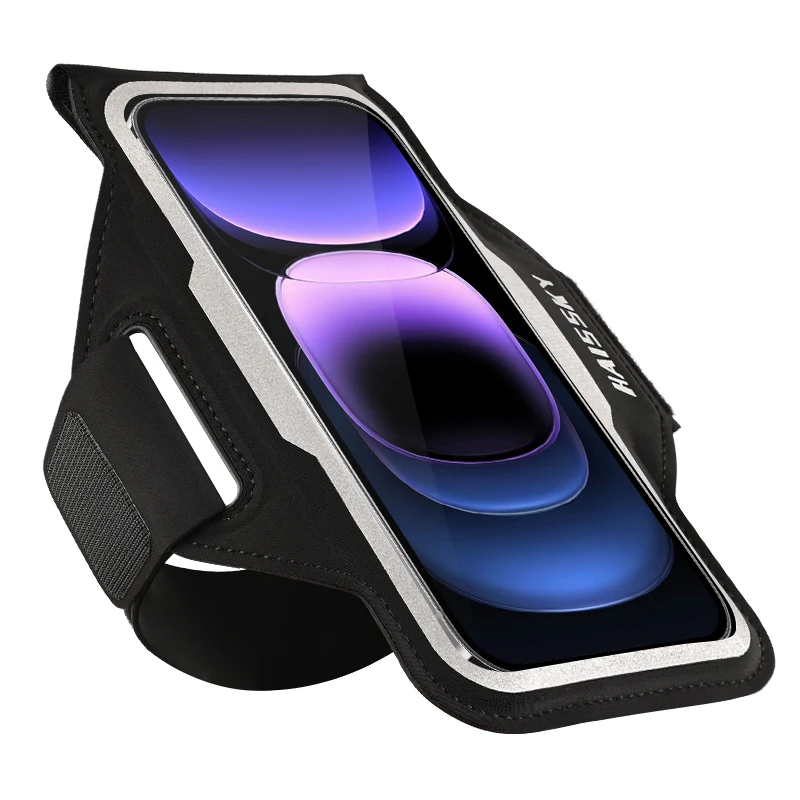 

HAISSKY Reflective Arm Running Bags For iPhone 17 16 Pro Max 17 Air 15 Plus 16E 14 13 12 Men Women Outdoor Sports Armband Pouch