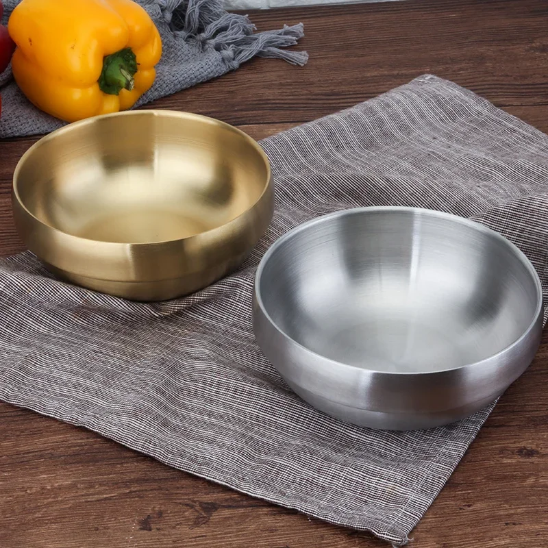 Double thick stainless steel bowl Korean 304 stainless steel polished noodles soup bowl of rice bowl set