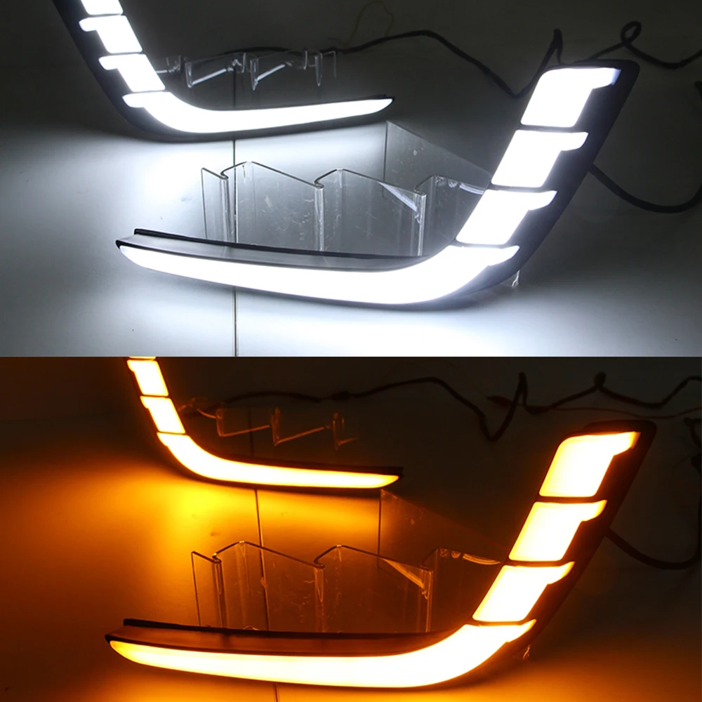 2 قطعة أضواء الجري النهاري LED DRL للسيارة لسوزوكي سويفت 2014-2016 - إشارة دوران صفراء + غطاء مصباح الضباب، سهل التركيب