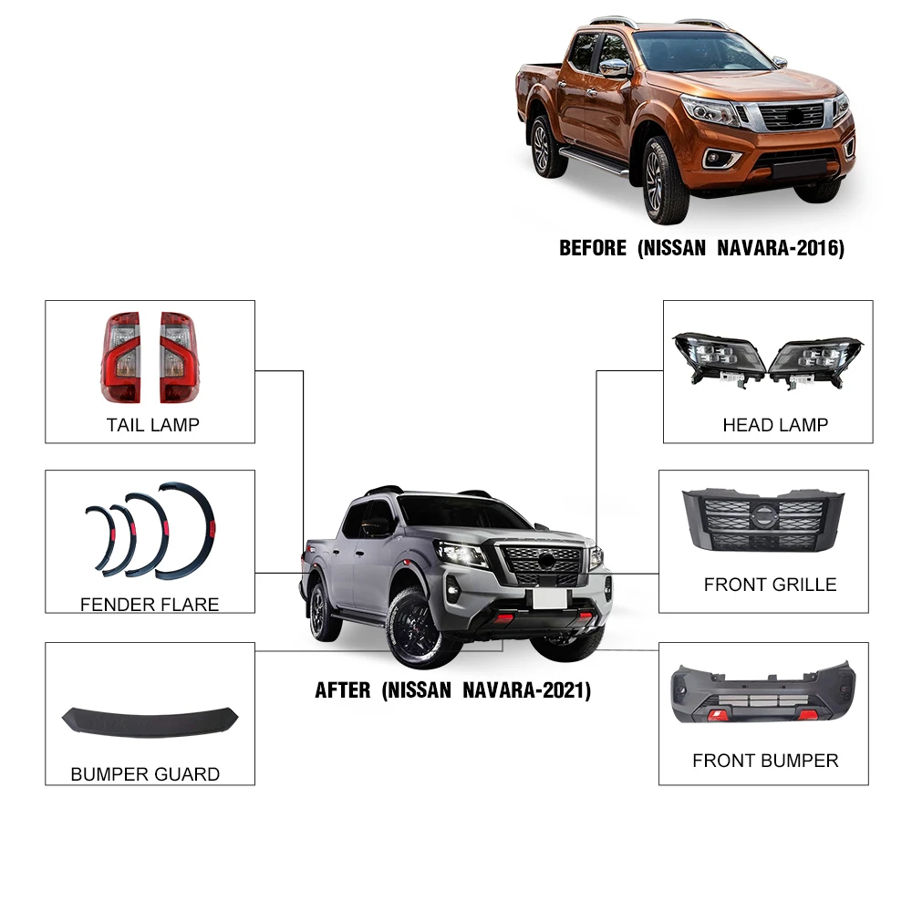 Factory Selling 2016 Auto Accessories Parts For Navara Upgrade To NP300 2020