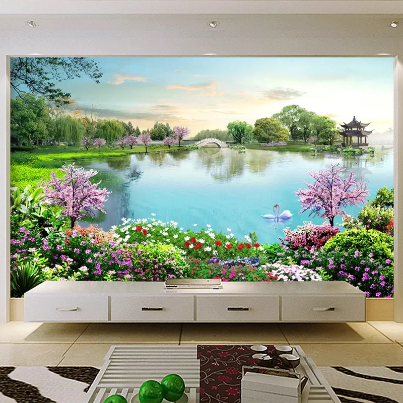 

Customized products Beautiful lake water Mural Wallpaper 3D Nature Landscape Living Room Tourist Scenic Spot Background Wall 8d