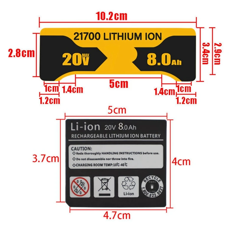 2Pcs 10X21700 DCB200 Li-Ion Battery Plastic Case PCB Charging Protection Circuit Board For Dewalt 18V 20V With Sticker