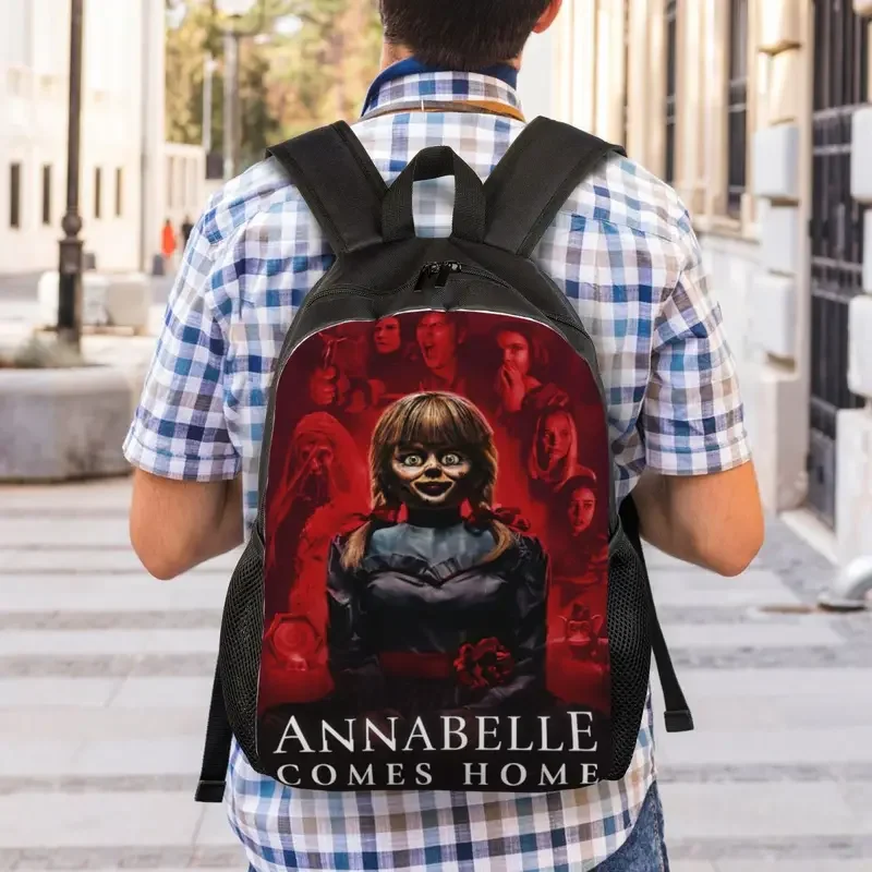 Mochilas personalizadas Annabelle para homens e mulheres, Bookbag casual para escola, faculdade Halloween, Horror Movie Character Bags