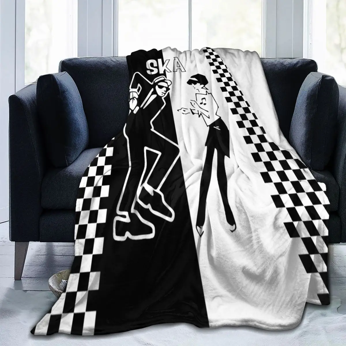 Punk Rock 2 Tone Music Ska Skank Dance Blankets Coral Fleece Plush Textile Decor Two Tone Checkered Cozy Thin Throw Blankets