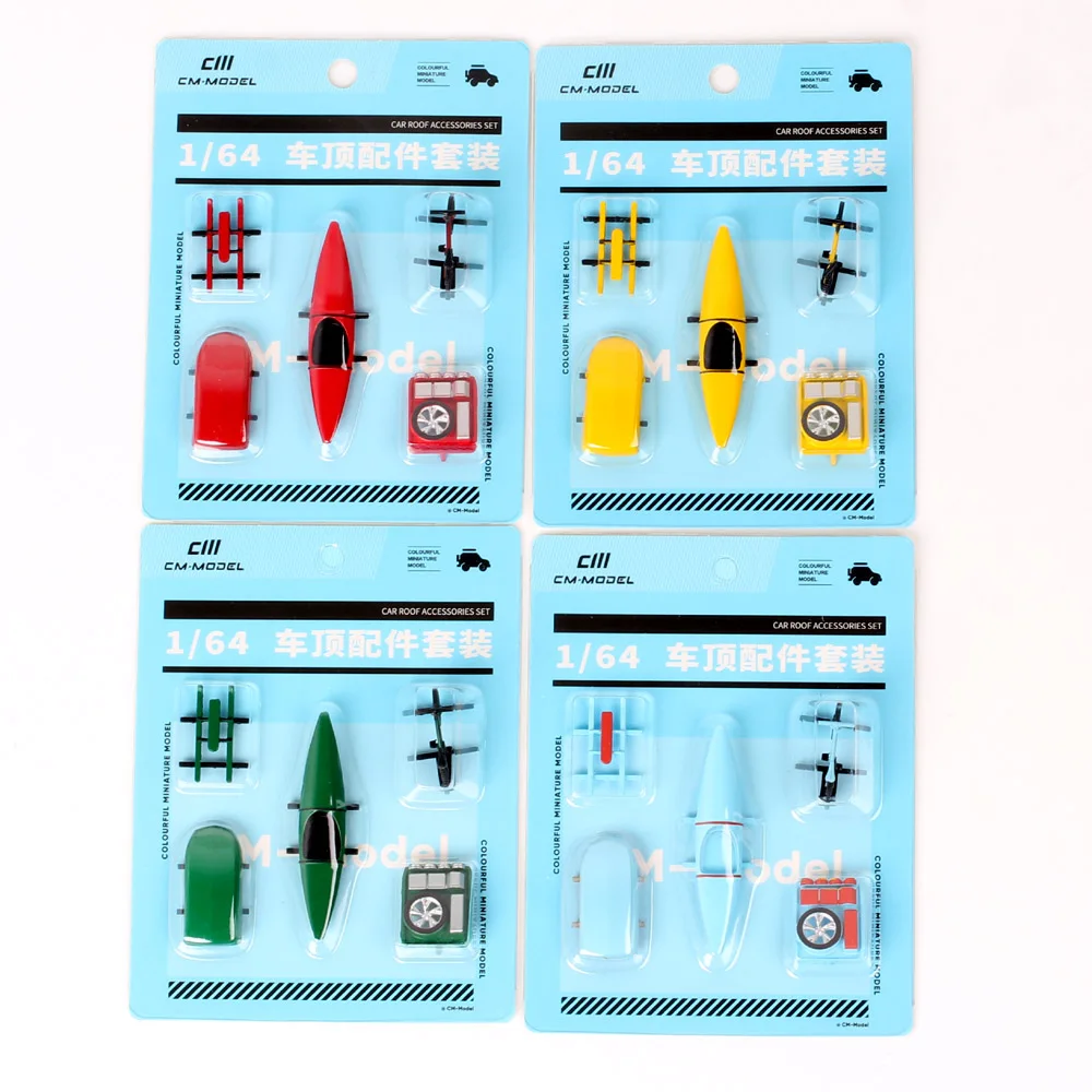 CM 5pcs/set Car Roof Accessories For 1/64 Model Cars Toy Miniatures Plastic Luggage Box Rack​ Kayaking ​Sledding ​Bicycle 