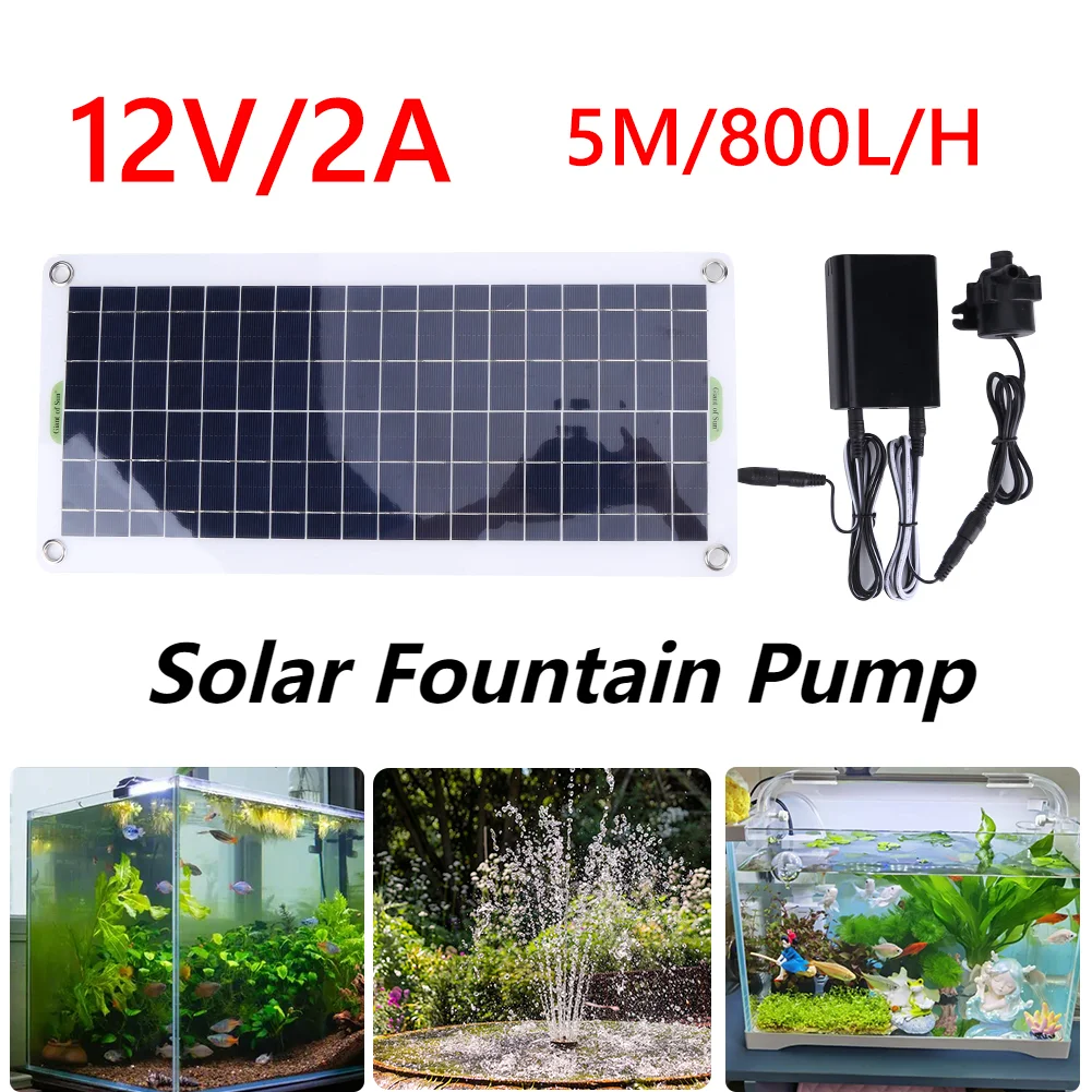 30W Solar Fountain Pump Mini Water Sprinkler Solar Powered Pump with Water Pump Watering System Energy Saving Kits for Garden