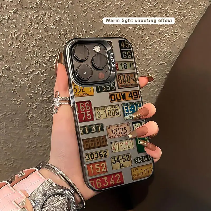 

Car License Plate Pattern Phone Case, Phone Accessories Compatible with IPhone 16 Pro Max 15 Pro 14Plus 13 12 11 XR X/XS