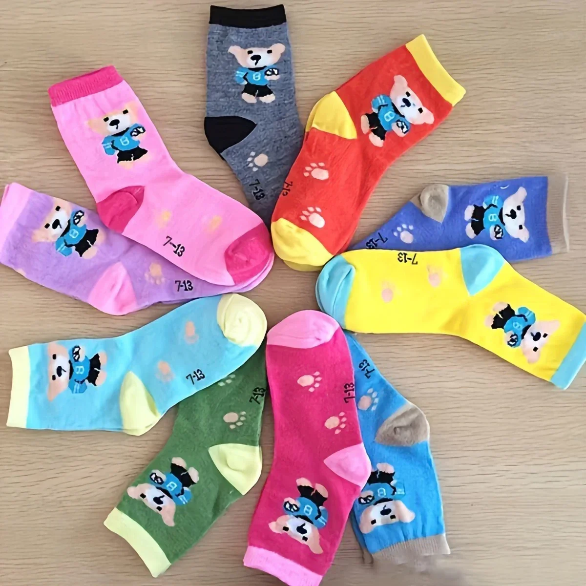 

10 пар детских носков, весенние, осенние и зимние детские хлопковые носки, детские носки для детской площадки, носки с медведем