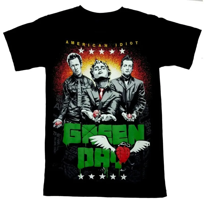 Green Day Green Day Band Album American Retro Trend Brand Punk Men\'s and Women\'s T-Shirts Casual Cotton Short Sleeves