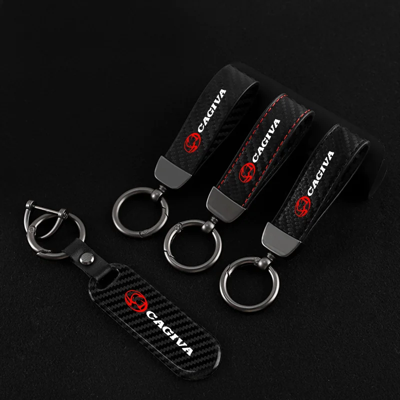 New carbon fiber Leather motorcycle KeyChain Horseshoe Buckle Jewelry for MAXI SET CAGIVA Motorcycle