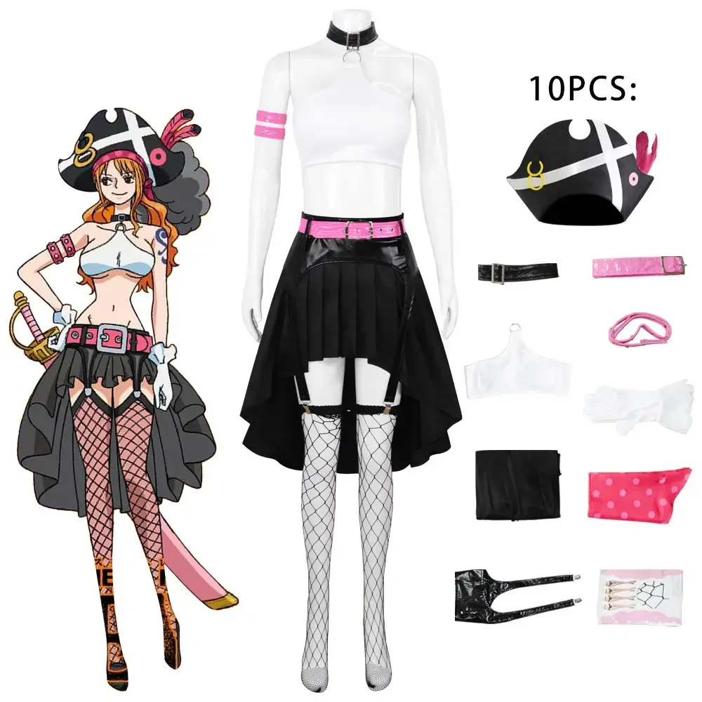 

Anime Film Film Rouge One Piece Nami Cosplay Costumes, Haut, Jupe, Ceinture Trempé, Femme, Sexy Uniforme Trempé, ixd'Halloween