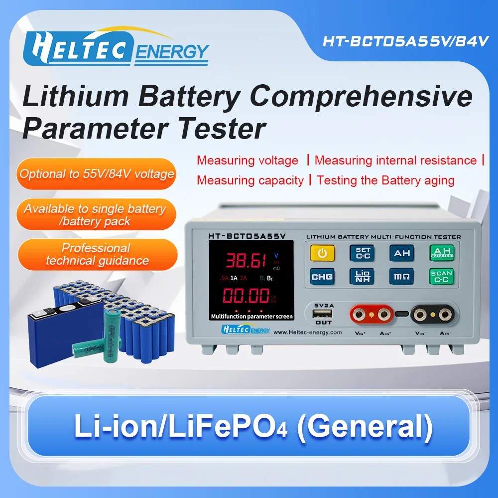 Heltec HT‑BCT05A55V 0‑55V Multifunction Battery Tester DC Internal Resistance Capacity Charge Discharge for Lithium Ni‑MH Battery Pack