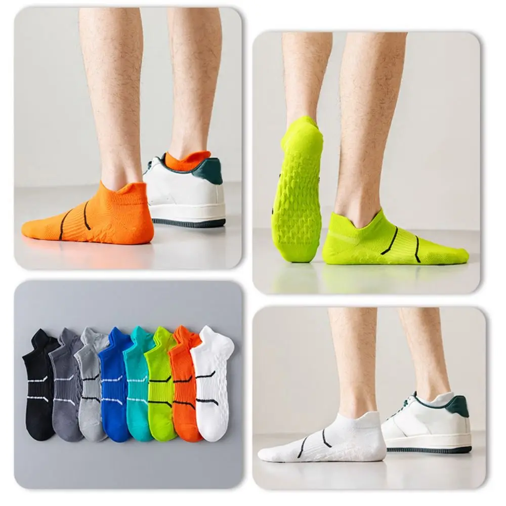 

5Pairs Simple Patchwork Ankle Thin Socks Breathable Sports Socks Striped Invisible Socks Anti-slip Men's Tube Socks Summer