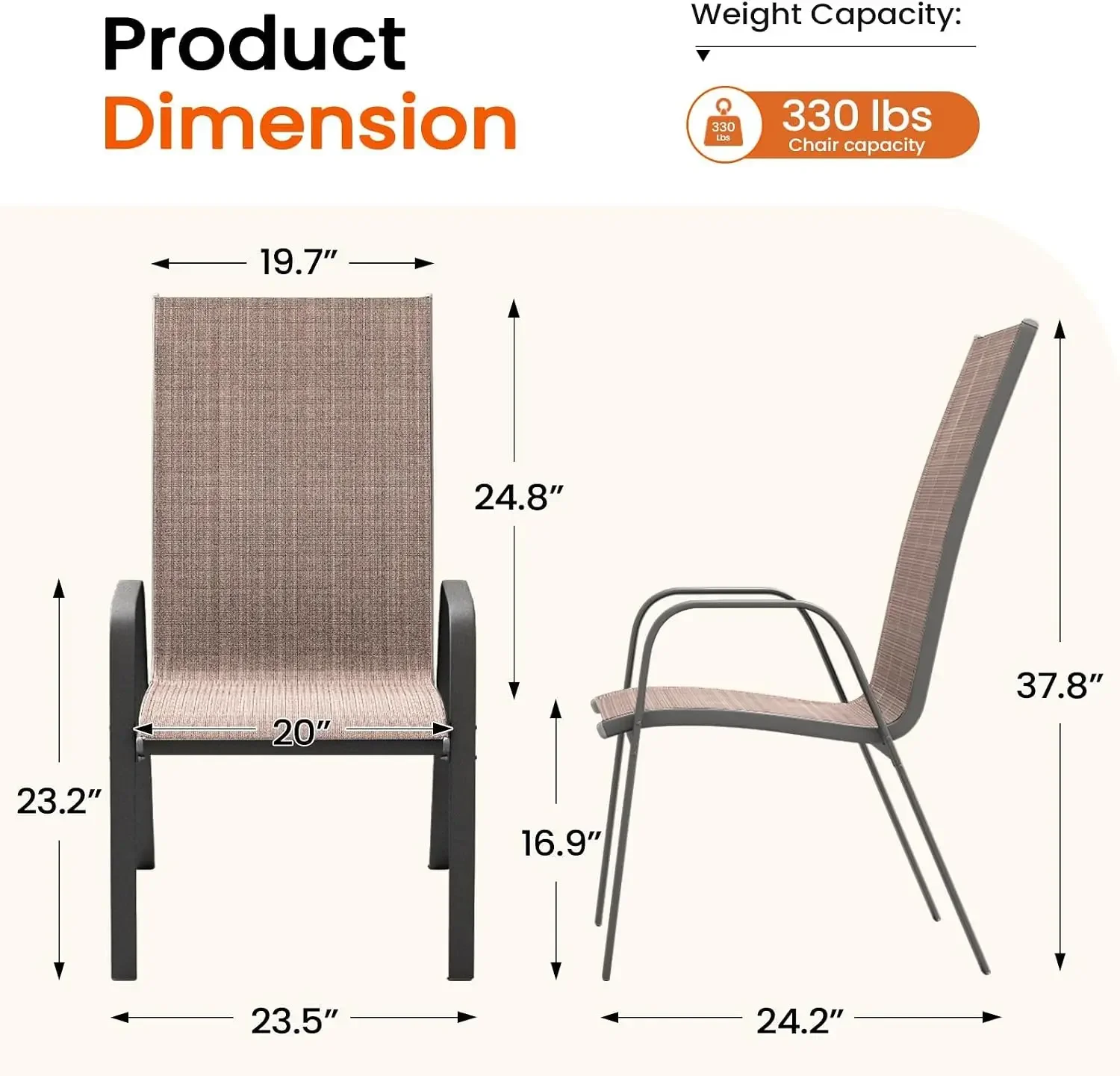 Patio Dining Chairs Set of 4, Outdoor Stackable Dining Furniture Set, All Weather Dining Set for Lawn, Garden, Backyard, Poolsid