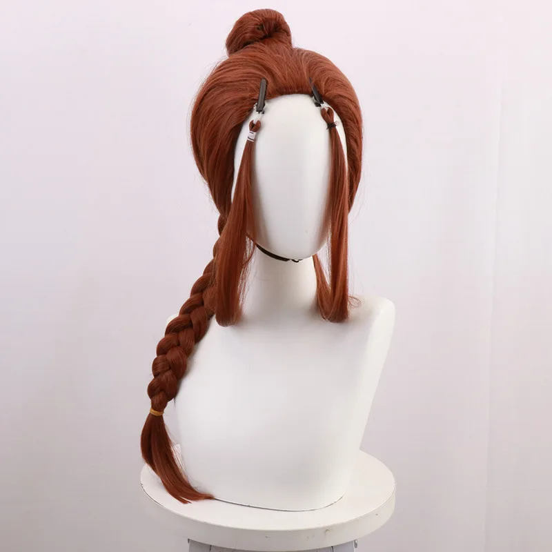 Anime avatar o último mestre do ar cosplay perucas de cabelo katara fogo nação cosplay traje uniforme vermelho adulto feminino halloween carnaval