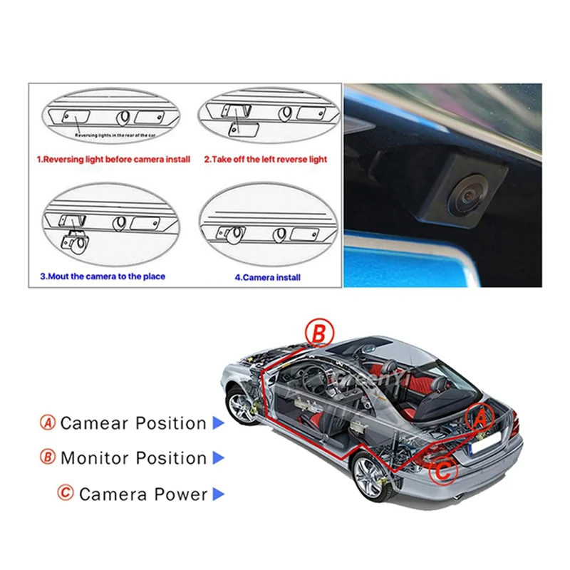 Car Rear View Reverse Camera Dynamic Parking Camera with Trajectory Parking Line for Toyota Land Cruiser Prado