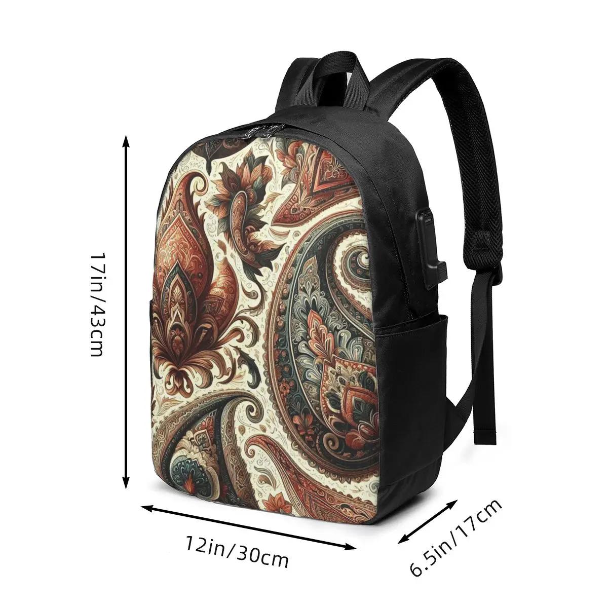 Vintage Paisley Pattern Backpack Travel Notebook Bag Computer College Student School Bag Laptop Shoulder Bags for Men Women