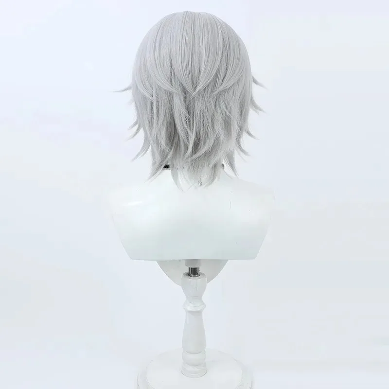 كوسبلاي [رجل حر] مجموعة معبد السجن المعلم رجل كوس شعر مستعار فضي رمادي Gokudera Hayato