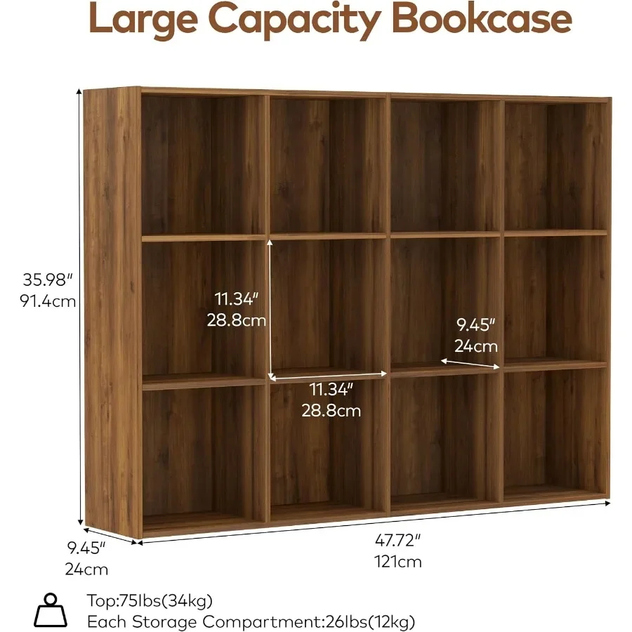Wooden Storage Organizer with Closed Back Panel, 11in Cube Shelf Opening, Bookshelf, Display Shelf, Closet Cabinet for Home and