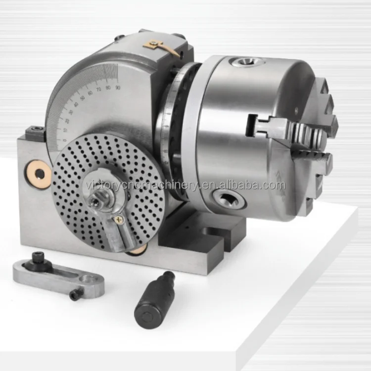 Image 6: Axe Semi-rotatif de précision pour fraiseuse CNC, tête de division à 3 mâchoires de 8 pouces avec queue, mandrin de tour à 3 mâchoires