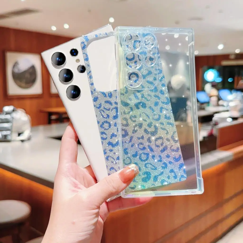 حافظة لامعة فاخرة بطبعة الفهد ، غطاء لهاتف سامسونج جالاكسي S23 الترا ، S22 بلس ، S21 ، S20 FE ، A54 5G ، A53 ، A52 ، A34 ، A14 ، A13 ، A12 ، S 20 ، 23 #4