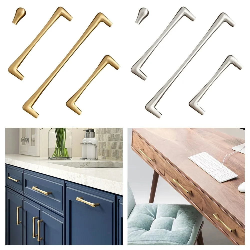 High Quality Gold/Silver Cabinet Pull Solid Alloy Furniture Handles Durable Smooth Wardrobe Handle for Cabinet Wardrobe Drawer