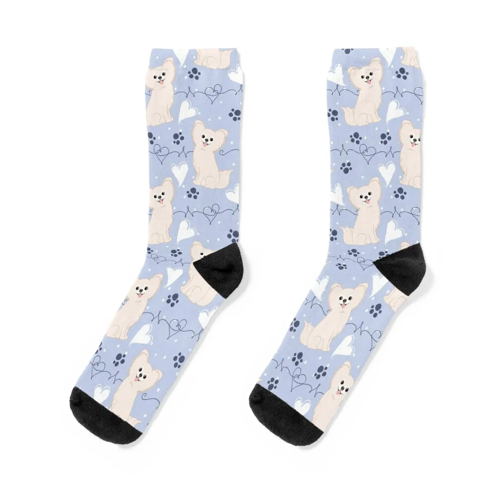 

LOVE Long Haired White Chihuahua Socks moving stockings compression Antiskid soccer with print Mens Socks Women's