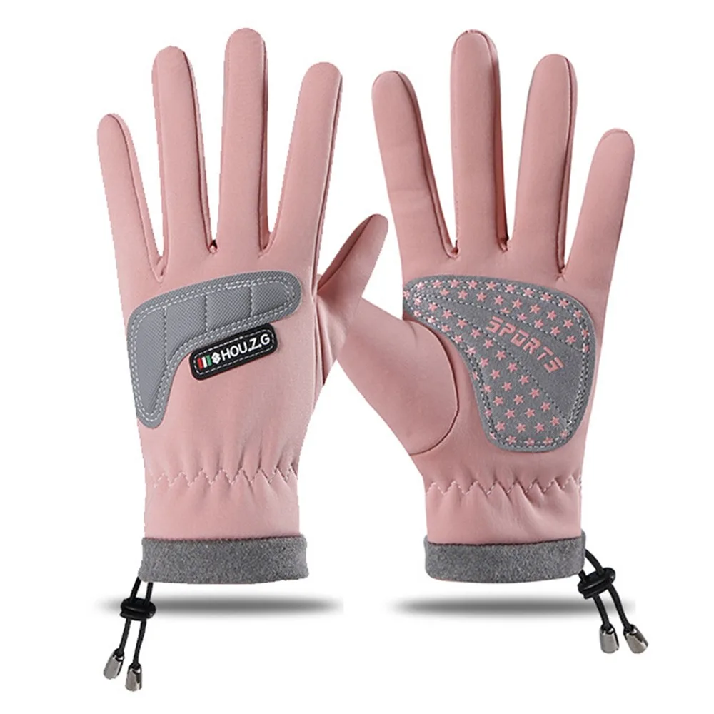 

Детские велосипедные перчатки на шнурке, сохраняющие тепло, утепленные противоскользящие перчатки на флисовой подкладке, осенне-зимний стиль