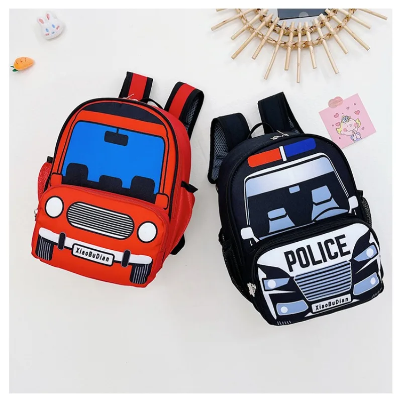 

Children's School Bags Fashion Small Police Car Schoolbag Boys and Girls Korean Fashion Kindergarten Snack Backpack