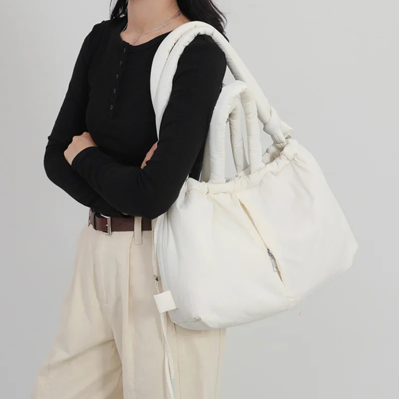 

Puffer Backpack For Women Handbag With Top Handle Shoulder Bag Soft Lightweight Drawstring Puffy Tote Carry On Bag