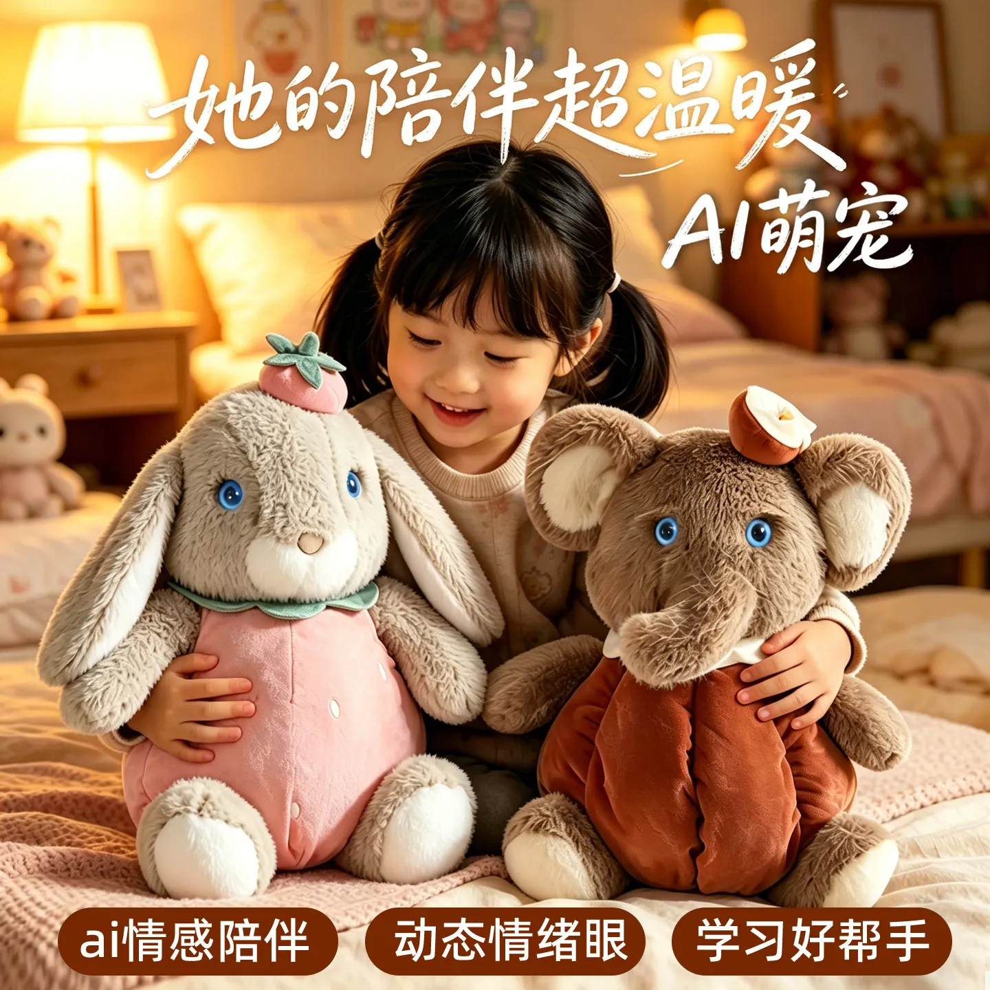 ai-smart-companion-robot-talking-interactive-plush-electronic-pet-stuffed-doll-cute-fruit-bunny-elephant-indoor-decor-for-girls