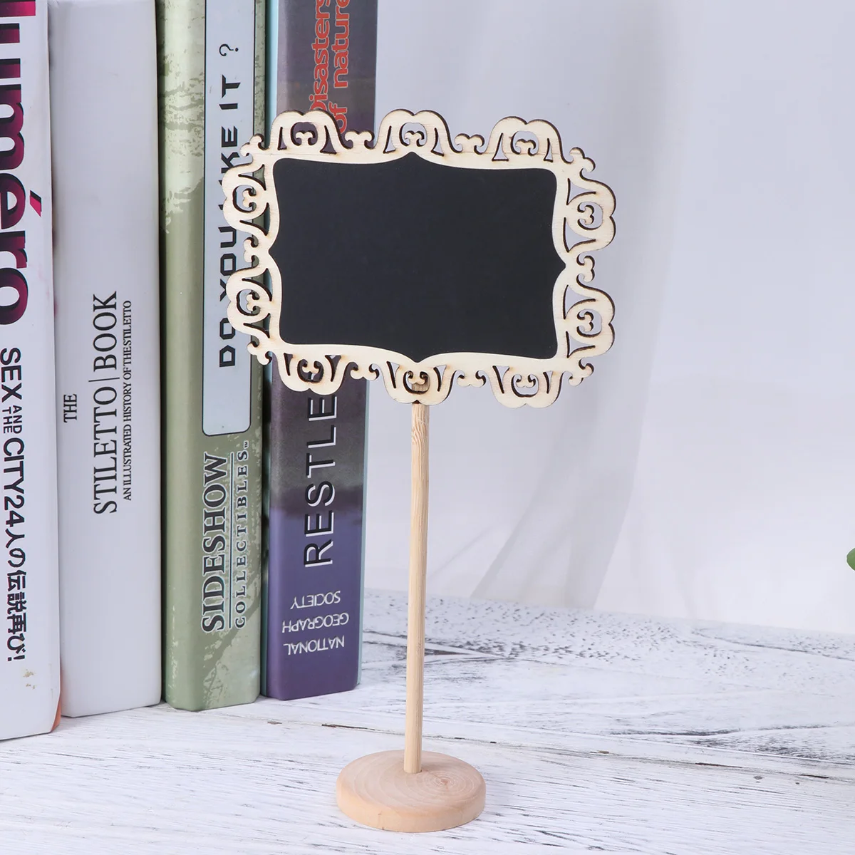 

8Pcs Mini Wooden Chalkboard Set With Removable Stands Wipeable Cleaning Cloth For Wedding Party Home Decoration