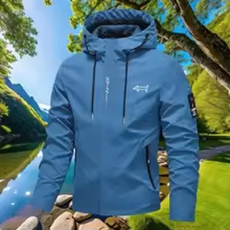 2026 Men's Hooded Windbreaker Sports Jacket, Outdoor Training Coat, Athletic Windbreaker Made of Al