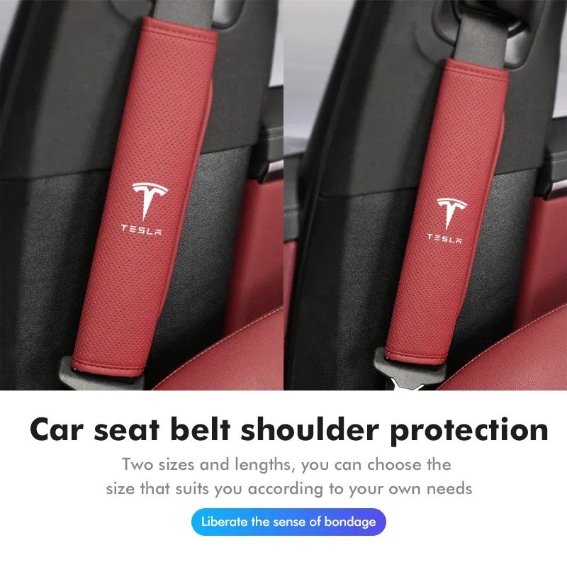 2 pezzi di copertura per cintura di sicurezza per auto in pelle accessori universali per Tesla Model 3 S X Y Roadster Bonina