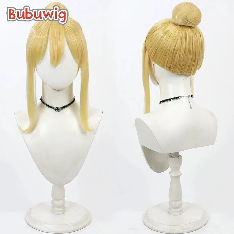

Bubuwig синтетические волосы Люси Хартфилия косплей парики Fairy Tail Люси Хартфилия парик с булочками короткий блондин Cos парик термостойкий