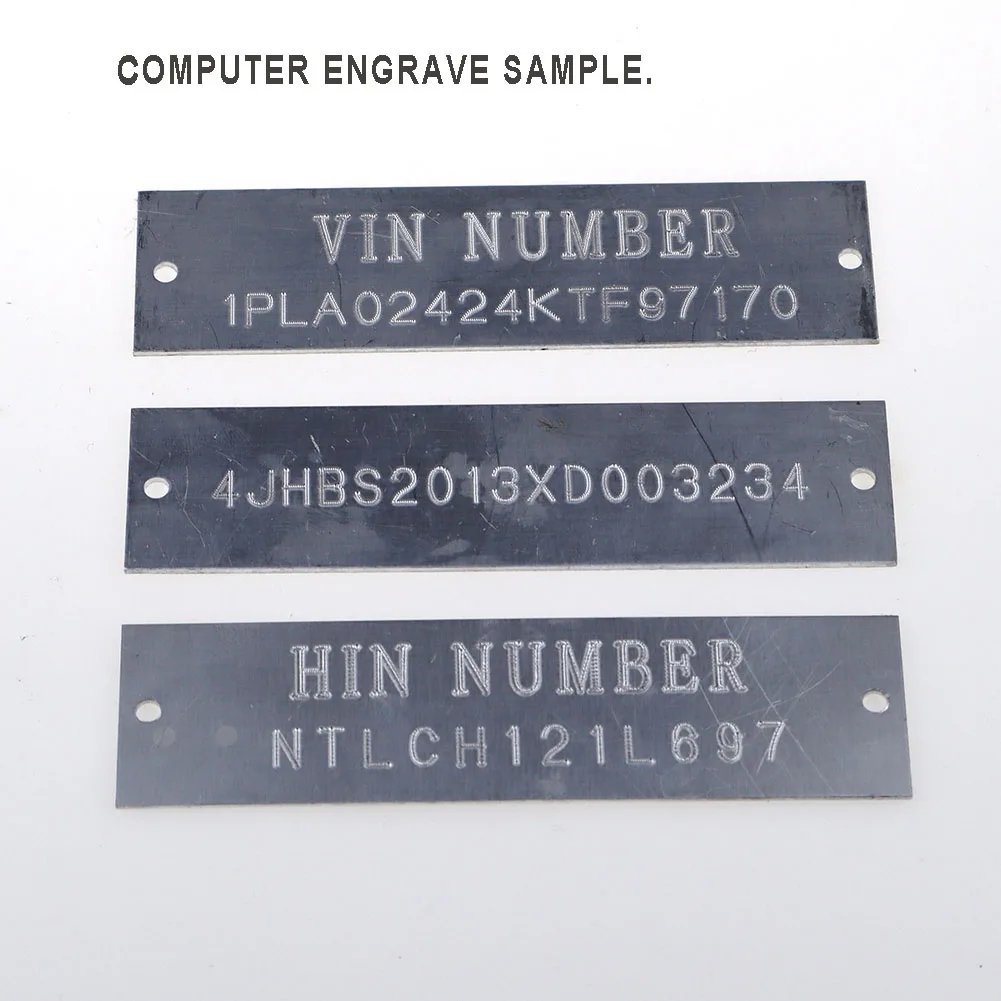 Serial Data VIN ID Plate Stamped Model Number TAG HIN Hull Vehicle Truck Boat