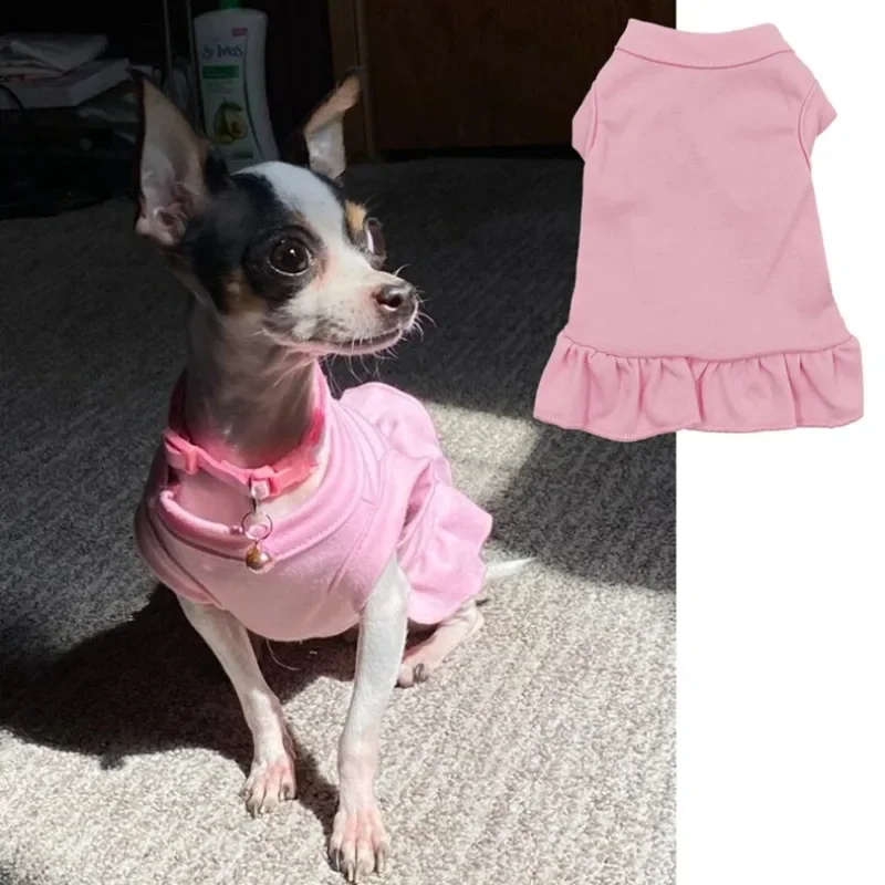 Spring Summer Pleated T-Shirt Princess Ruffles Ins Teddy Dog Cat Pet Skirt Sleeveless Dress