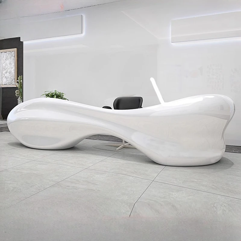

Design Luxury Reception Desks High-end Counter Commericial Customer Reception Desks White Business Schreibtisch Office Furniture