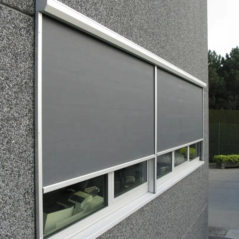 【Best Selling】Custom Windproof Sunshade Fabric Motorized Electric Zip Track Roller Screen Blinds Outdoor Roller Shades For Patio