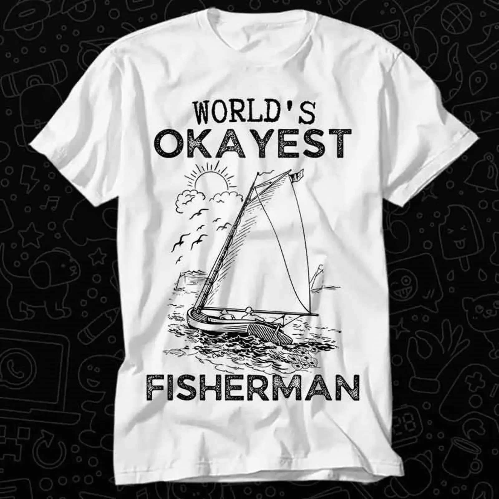 World's Okayest Fisherman Fishy T Shirt For Top Adult Vintage Music Best Movie OZ200 vintage Washed Unisex homme Casual
