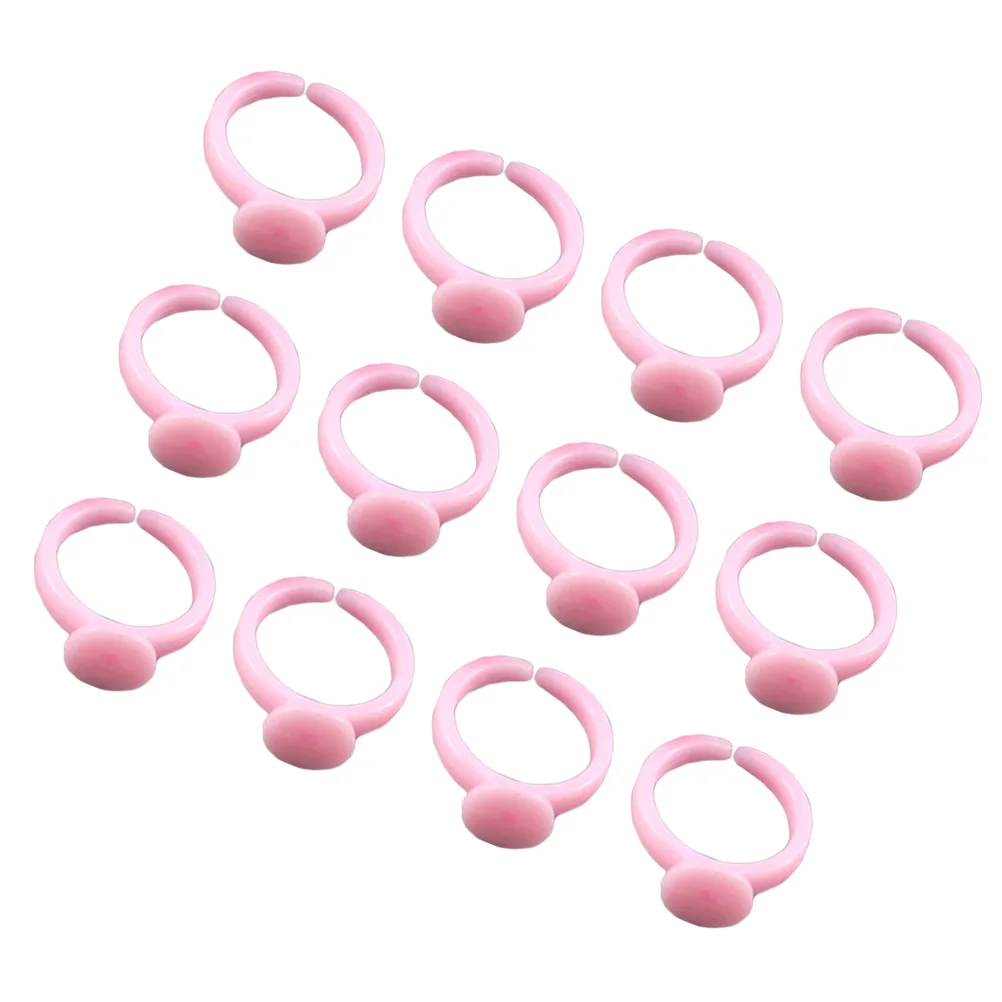 

100pcs Ring Bases Adjustable Children's Plastic Ring Holder Round Bezel Ring Tray Handmade DIY Jewelry Accessories Cartoon Ring