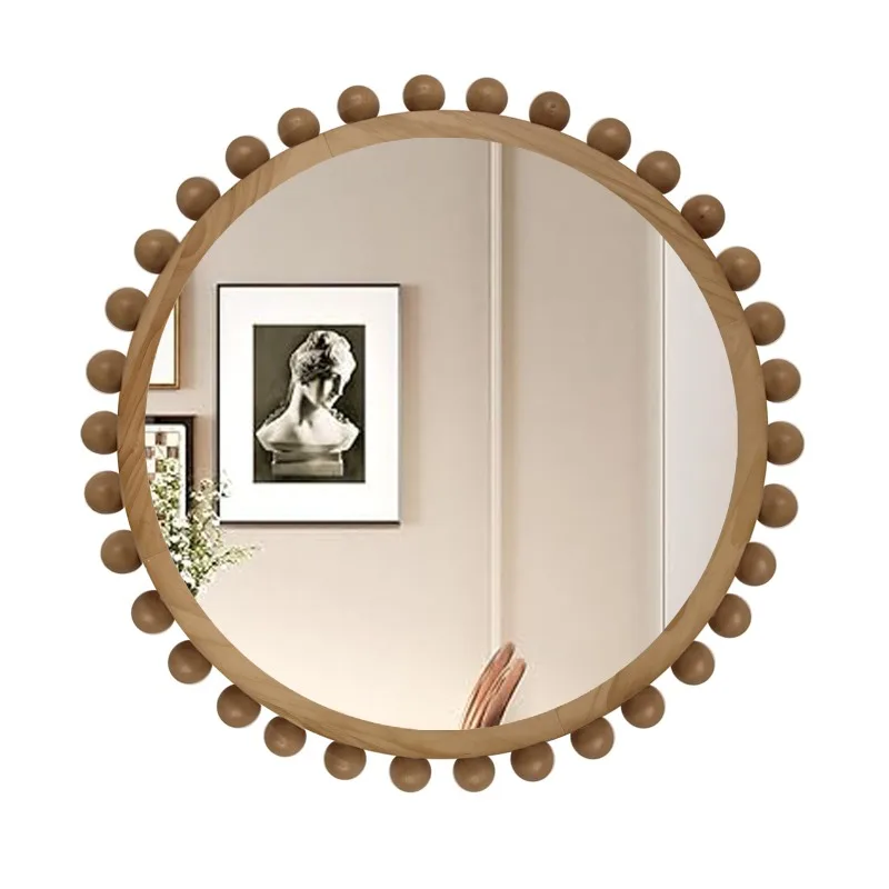 

Large round wooden bubble, wooden bead frame decorative mirror