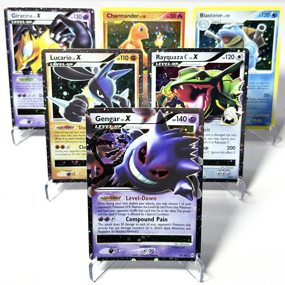 PKM Foil Proxy Game Cards PTCG DIY Blastoise#2 Charmander#101 Gengarv LV.X Giratinaw LV.X Lucario/Rayquaza C LV.X Regigigas LV.X