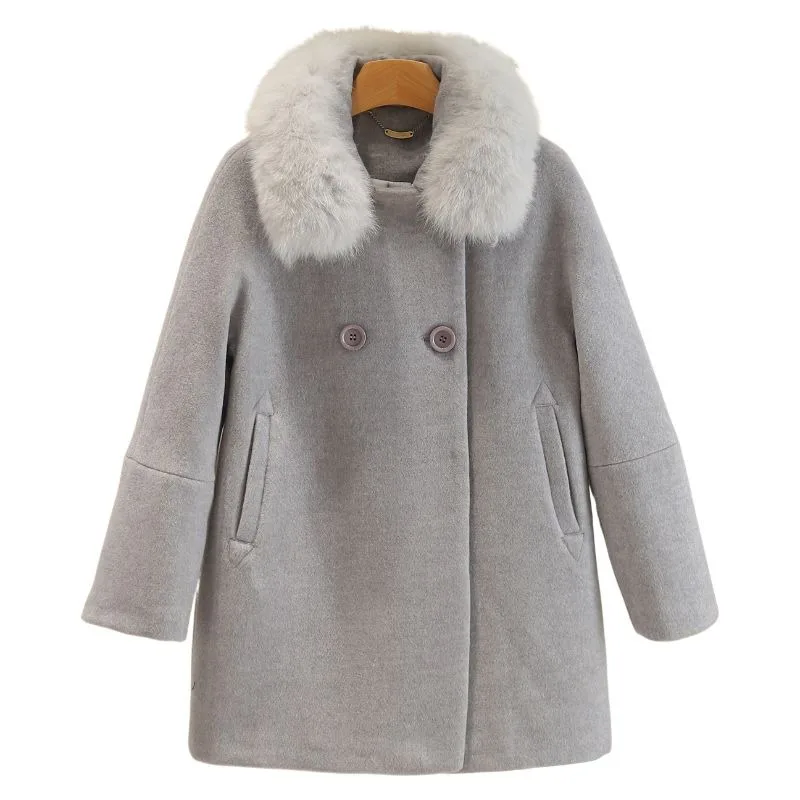 

Женское новое стильное модное однотонное универсальное повседневное твидовое пальто с длинными рукавами и карманами на пуговицах