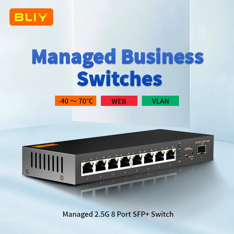 switch-ethernet-bliy-a-8-porte-25g-gestito-via-web-con-uplink-10g-sfp-struttura-in-metallo-senza-ventole-supporta-vlan-lacp-qos-igmp