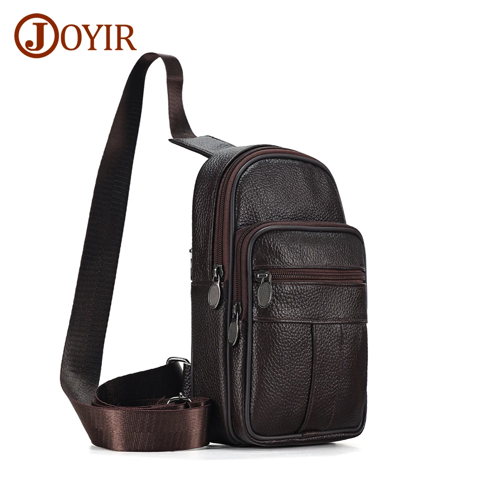 JOYIR Male Genuine Leather Casual Travel Sling Bag for Men Chest Bag Pack Trendy Shoulder Crossbody Bags Satchel Bags